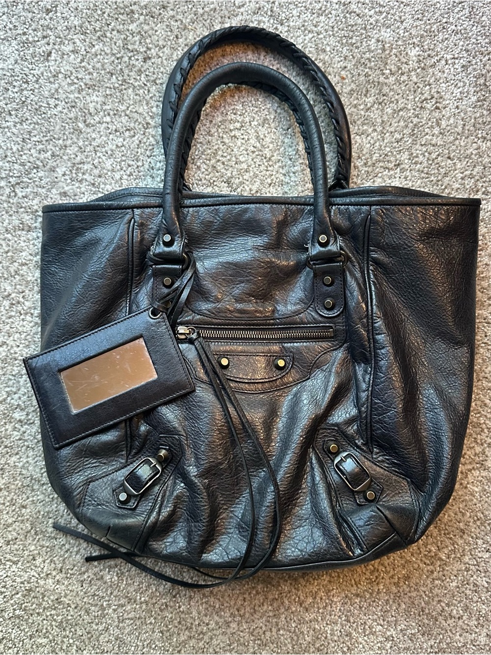 Y2K Balenciaga The Sunday Tote Leather Moto Bag